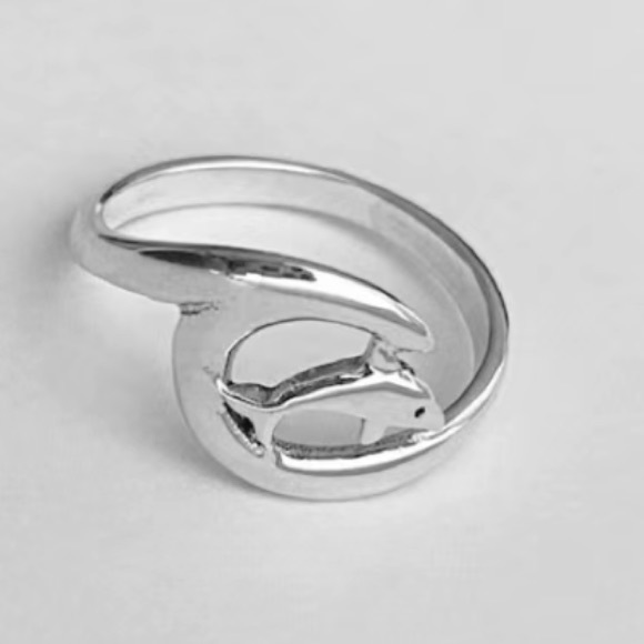 Ocean Wave Dolphin Ring - Picture 4 of 8